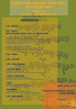 Programação do seminário de Sigilo Profissional está disponível
