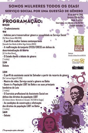 Somos Mulheres Todos os Dias: Comissão do CRESS-BA realiza atividade sobre gênero e Serviço Social