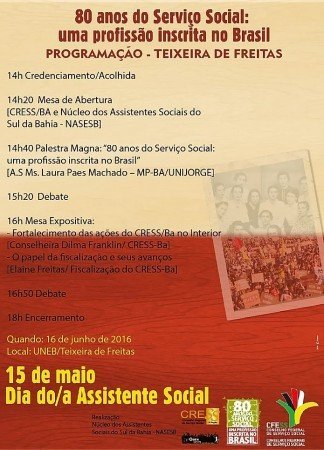 Divulgada programação do dia da/o Assistente Social em Teixeira de Freitas