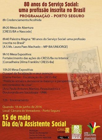 Divulgada programação do dia da/o Assistente Social em Porto Seguro