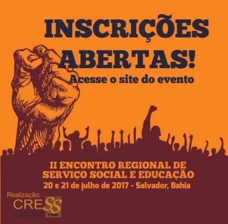 Inscrições abertas para participação no ll Encontro Regional de Serviço Social e Educação
