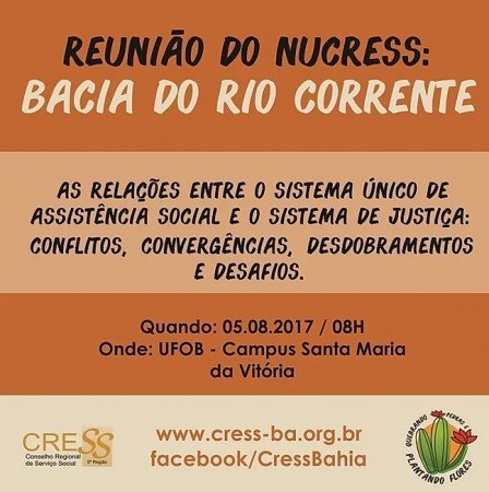NUCRESS Bacia do Rio Corrente realizará reunião em agosto