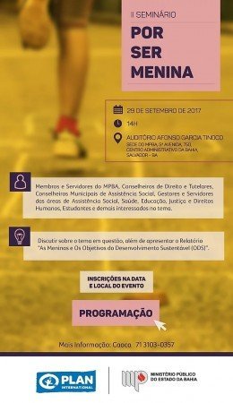 Ministério Público-Ba realizará II Seminário Por ser menina