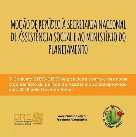 Moção de repúdio à Secretaria Nacional de Assistência Social e ao Ministério do Planejamento