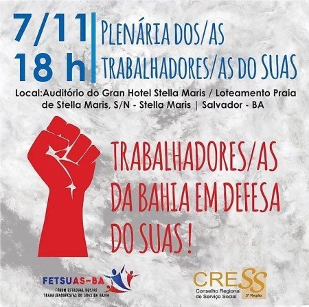 XI Conferência Estadual de Assistência Social inicia programação com plenária de trabalhadores e trabalhadoras nesta terça-feira