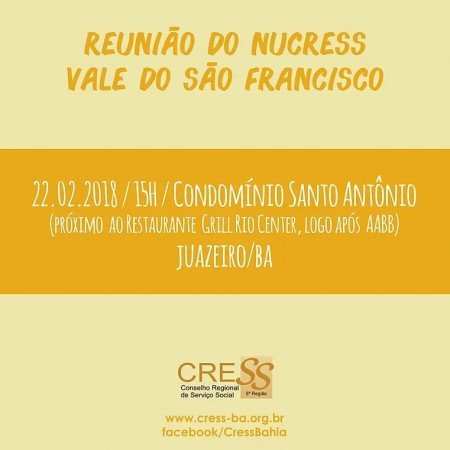 NUCRESS do Vale do São Francisco realizará reunião nesta quinta (22)
