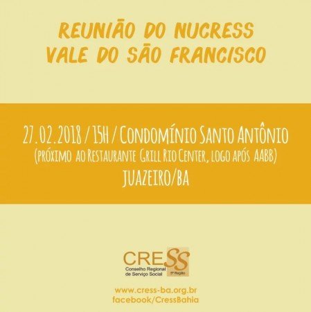 NUCRESS Vale do São Francisco divulga nova data de reunião