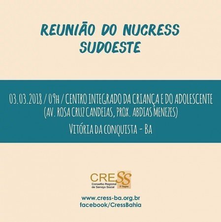 Vitória da Conquista sediará reunião do NUCRESS Sudoeste em março