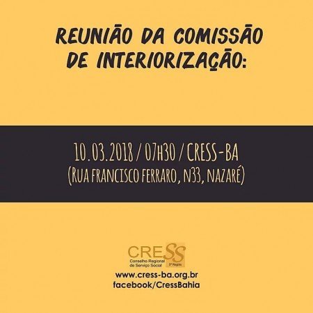 CRESS-BA realizará reunião da comissão de interiorização neste sábado 