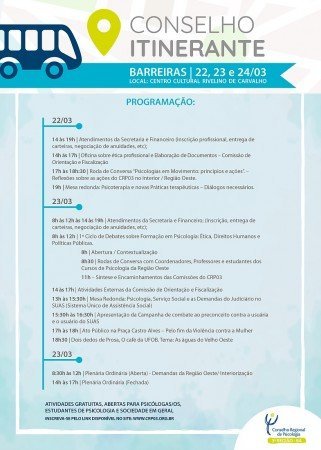 CRP Itinerante acontece neste fim de semana em Barreiras com a presença do CRESS-BA