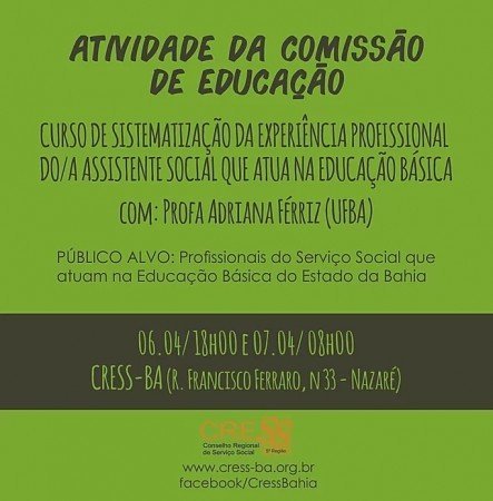 Divulgadas informações sobre palestrantes do evento comemorativo do dia da/o assistente social em Salvador