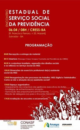 Encontro estadual de Serviço Social da Previdência acontece nesta sexta no CRESS-BA