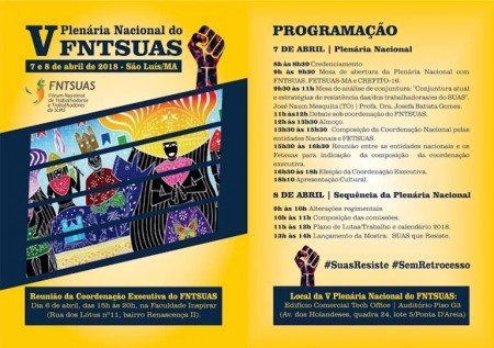 V Plenária Nacional do FNTSUAS acontecerá neste sábado em São Luís (MA)