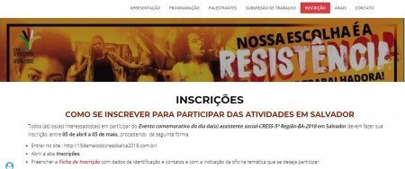 Inscrições abertas para o evento comemorativo do dia da/o assistente social em Salvador