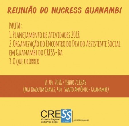 NUCRESS Guanambi realiza reunião nesta quarta (11)