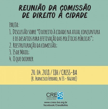 Comissão de direito à cidade realizará reunião nesta sexta-feira (20)