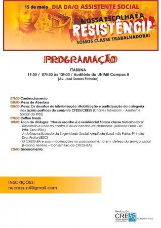 Divulgadas programações para os eventos comemorativos alusivos ao dia da/o assistente social em Itabuna e Vitória da Conquista