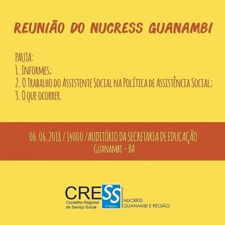 Nucress Guanambi realizará reunião nesta quarta (06/06)