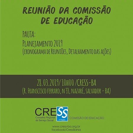Participe da reunião de planejamento da comissão de educação do CRESS-BA
