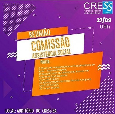Participem da Reunião de Assistência Social!