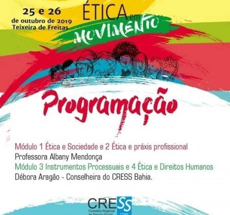 Curso Ética em Movimento, nos dias 25 e 26/10 em Teixeira de Freitas-BA