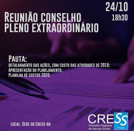 Participem da Reunião Extraordinária do Conselho Pleno.