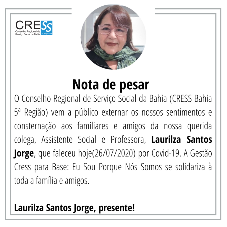 Nota de pesar pelo falecimento de Laurilza Santos Jorge