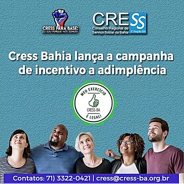 “Meu exercício é legal”: CRESS Bahia lança a campanha de incentivo a adimplência