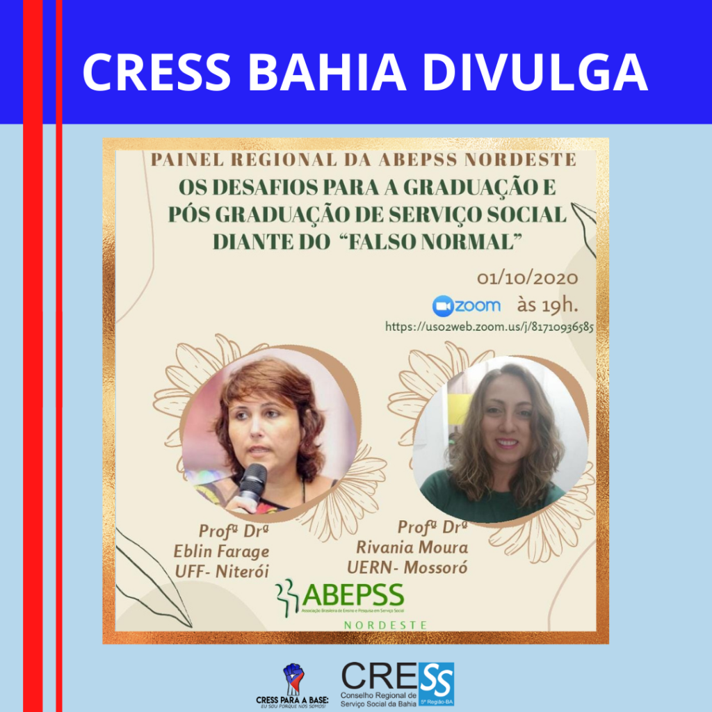 CRESS Bahia divulga: Carta convite para painel Regional Nordeste – ABEPSS