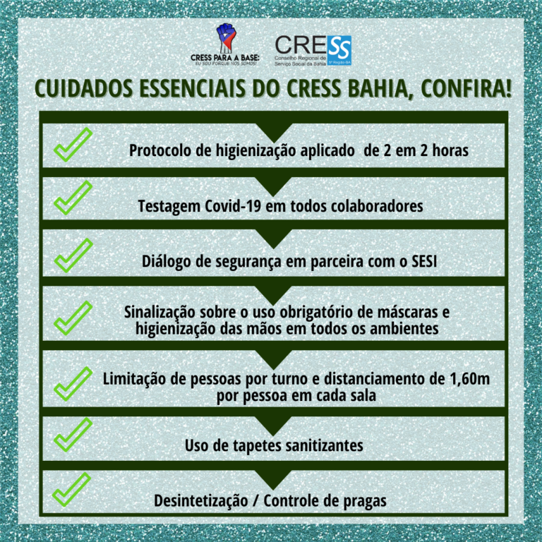 Cuidados essenciais do CRESS Bahia. Confira as atualizações!