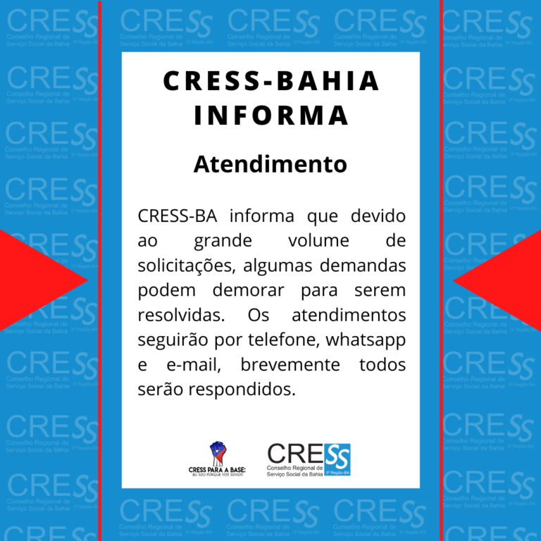 Comunicado importante sobre o atendimento no CRESS Bahia, confira!