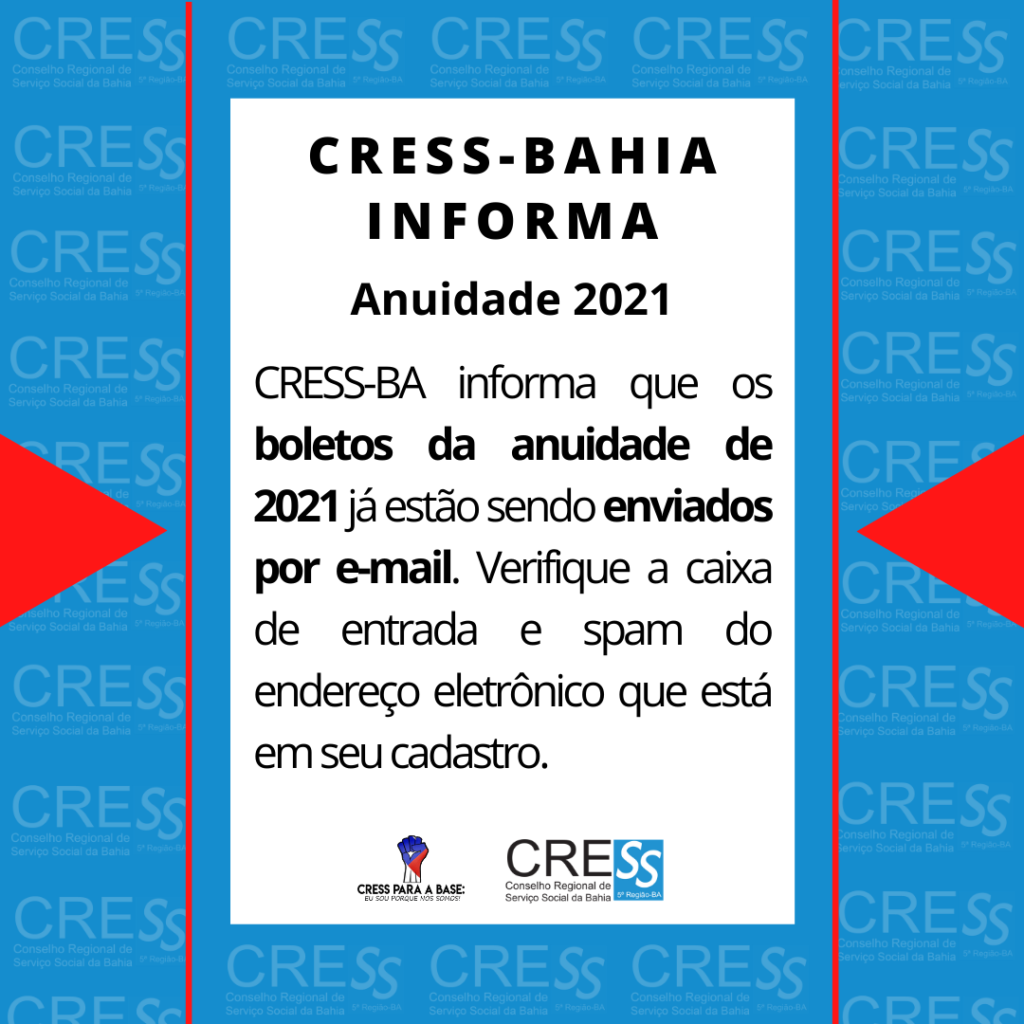OS boletos da anuidade 2021 já estão disponíveis em seu e-mail, acesse!
