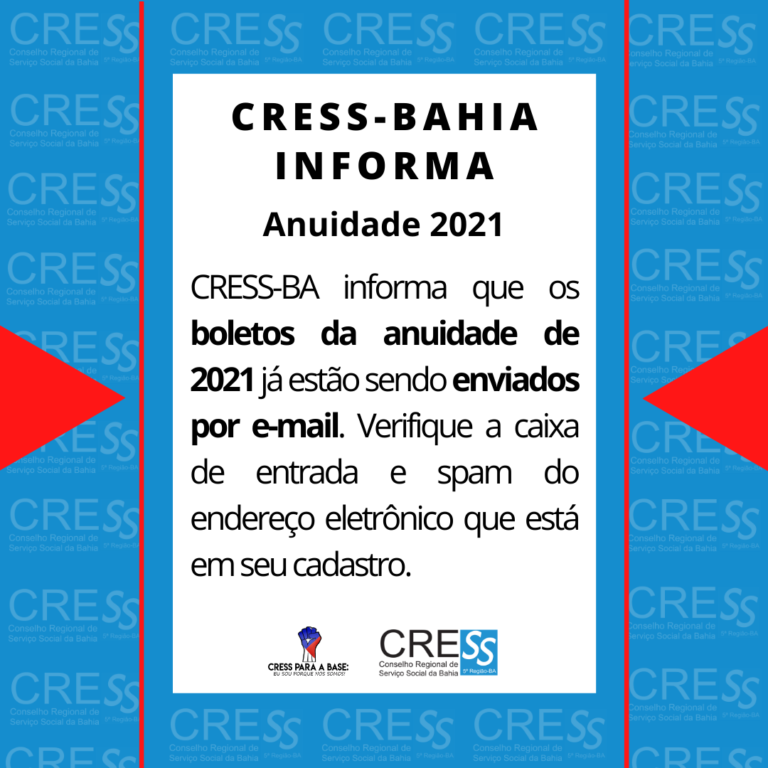 OS boletos da anuidade 2021 já estão disponíveis em seu e-mail, acesse!