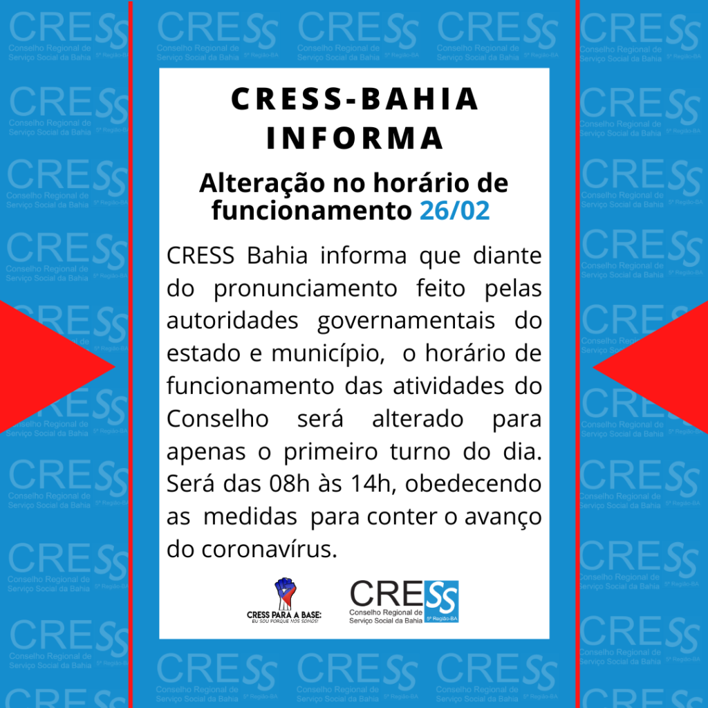 Alteração do horário de atendimento 26/02