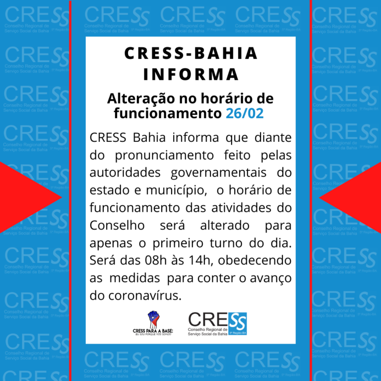 Alteração do horário de atendimento 26/02