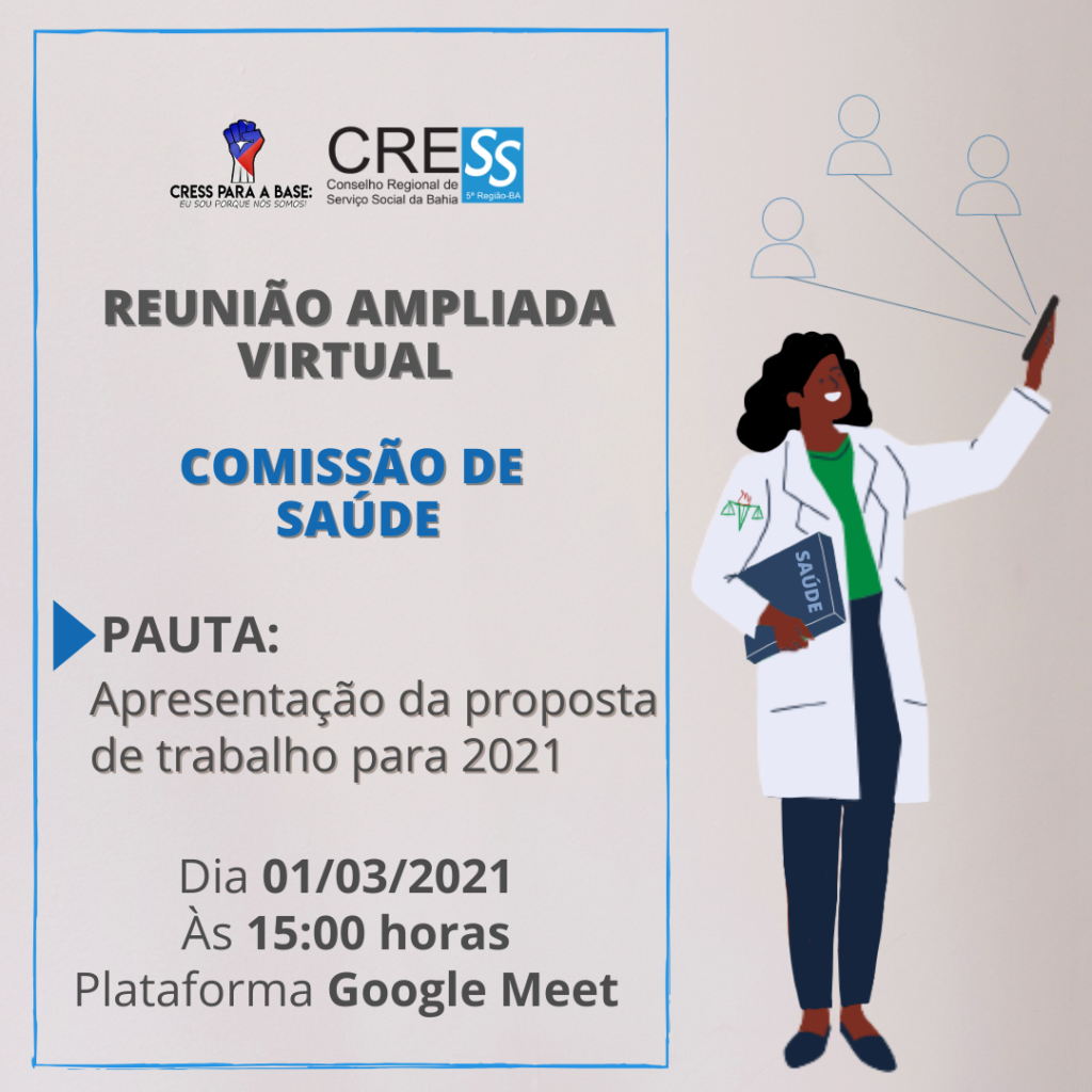Reunião da Comissão de Saúde CRESS-BA, participe!