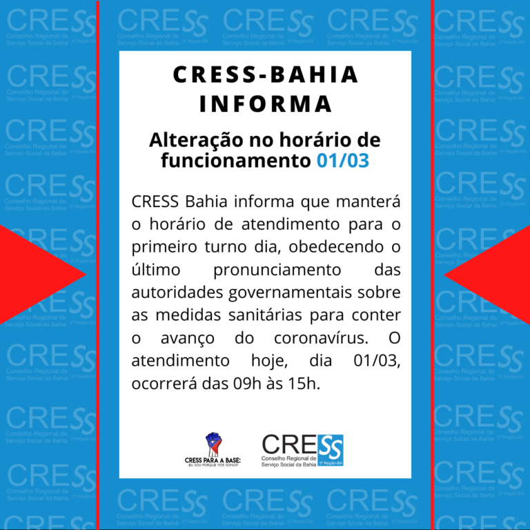Alteração do horário de atendimento 01/03