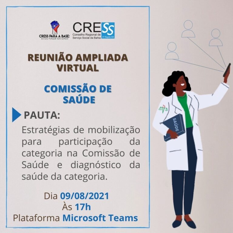 Reunião da Comissão de Saúde CRESS-BA, participe!