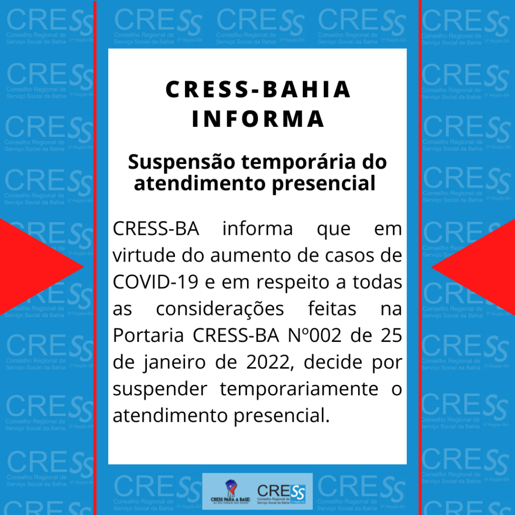 CRESS-BA suspende atendimento presencial