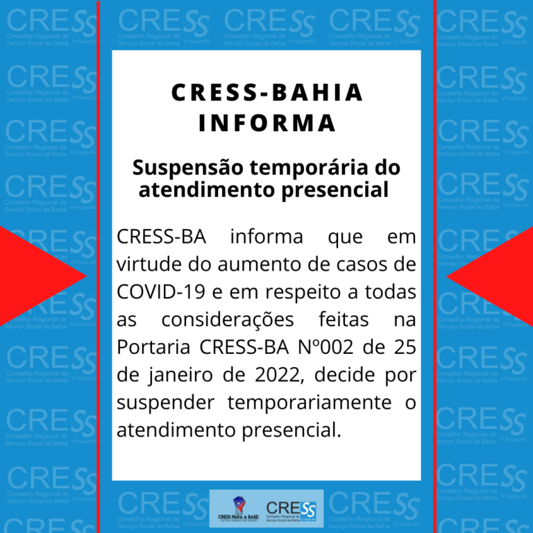 CRESS-BA suspende atendimento presencial
