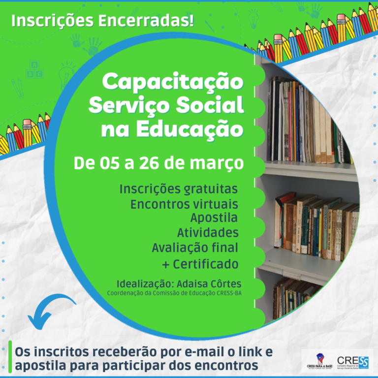Capacitação Serviço Social na Educação – Inscrições encerradas!