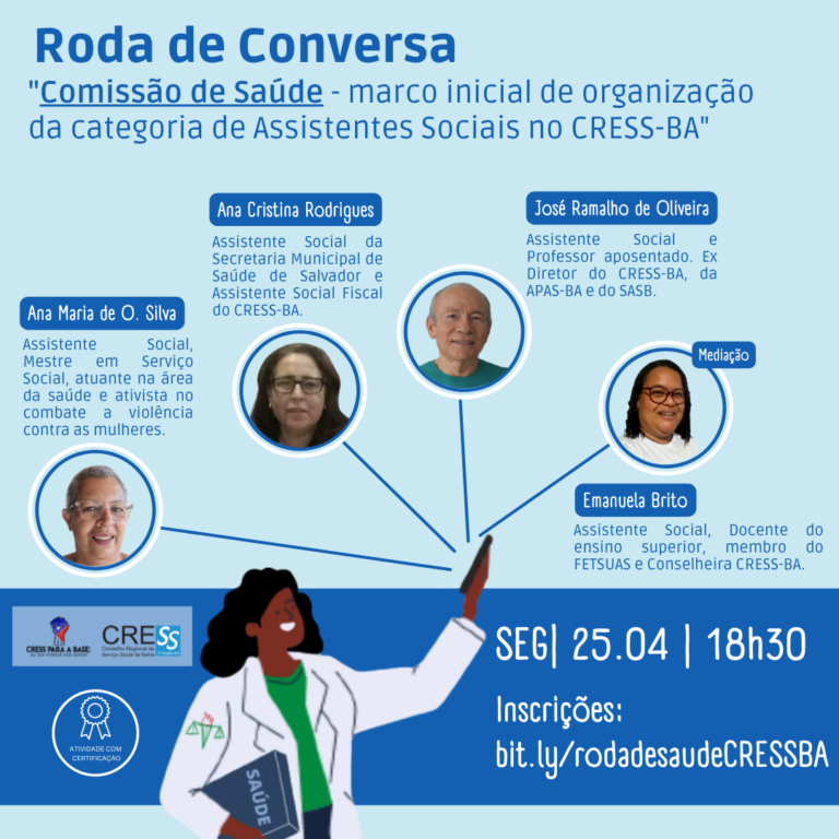 Roda de Conversa Comissão de Saúde CRESS-BA, participe!