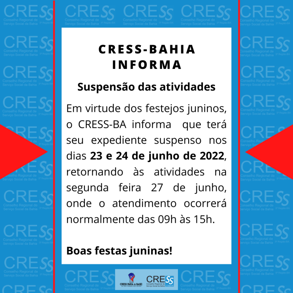 Suspensão das atividades por conta dos festejos juninos, confira as datas!