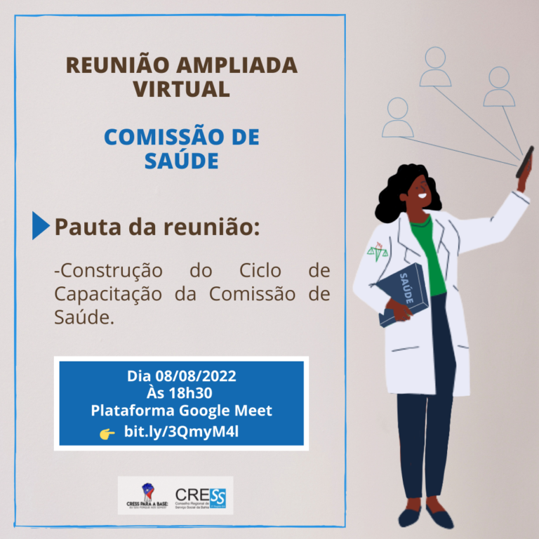 Construção do 1º Ciclo de Capacitação da Comissão será pauta da próxima reunião da Comissão de Saúde no dia 08/08, participe!