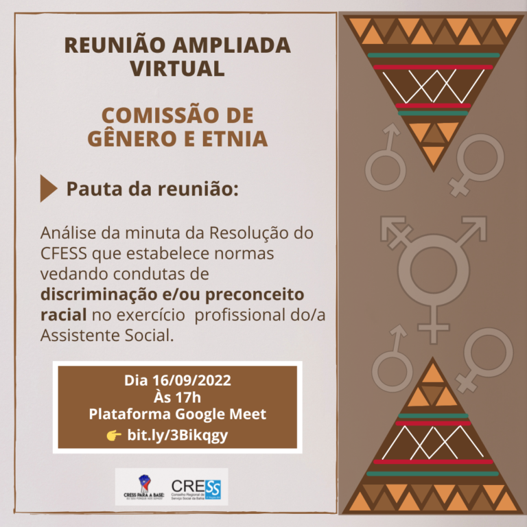 Condutas de discriminação e/ou preconceito racial no exercício profissional  será base da pauta da próxima reunião (16/09) da Comissão de Gênero e Etn