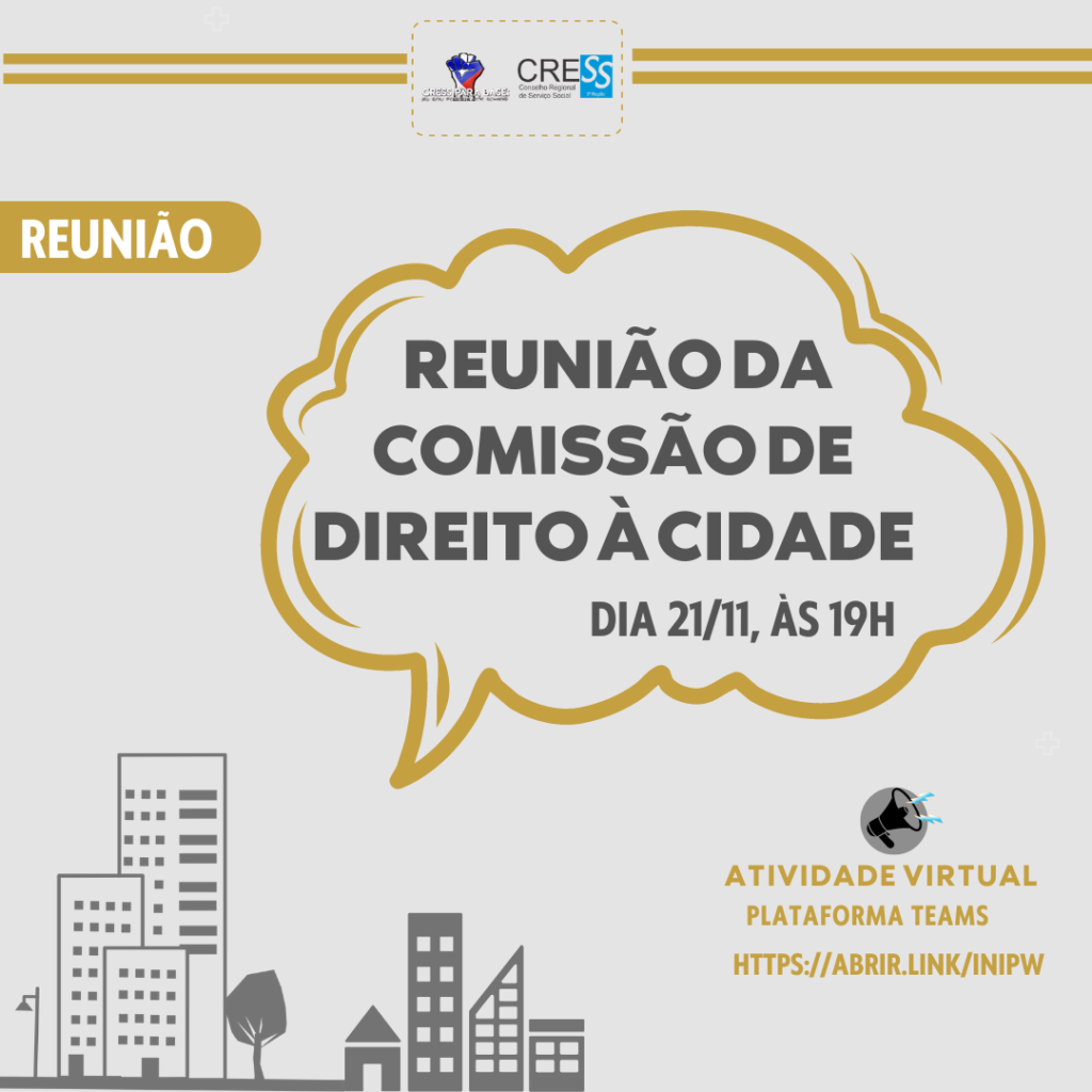 Comissão de Direito à Cidade promove reunião na próxima segunda-feira (21)