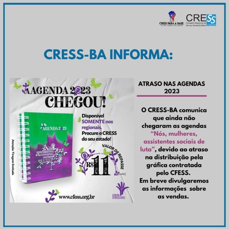 CRESS INFORMA: ATRASO NAS AGENDAS 2023