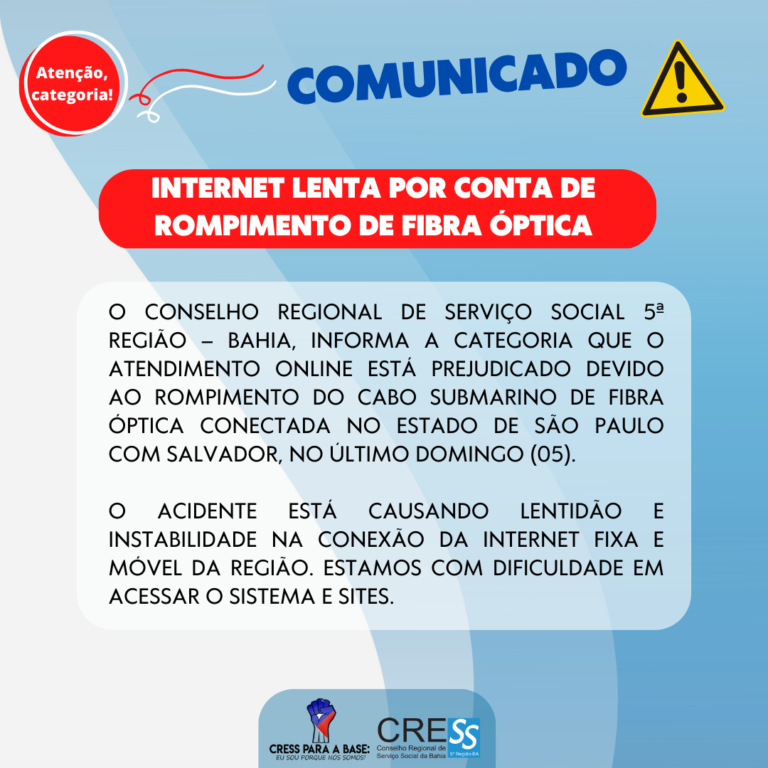 CRESS emite comunicado sobre o atendimento online; confira