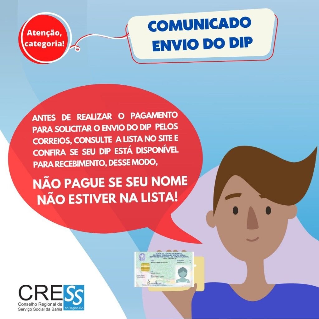 CRESS-BA informa comunicado sobre o envio do DIP; confira