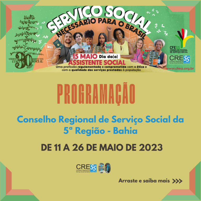CRESS-BA divulga programação em comemoração ao Dia da/o Assistente Social; confira
